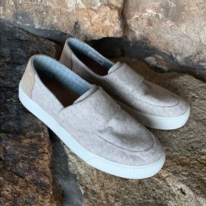 TOMS oatmeal and khaki slip on
